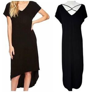 Michael Stars Dress XS Rayon Cross Back High Low Minimalist Beach Oversized Fit‎